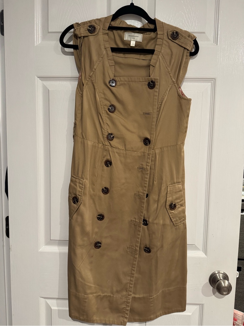 Moulinette Soeurs Khaki Double-Breasted Trench Dress from Anthropologie.